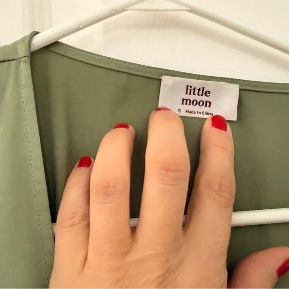 Aritzia Olive Green Wrap Midi Dress with Tie Waist - Picture 2 of 5